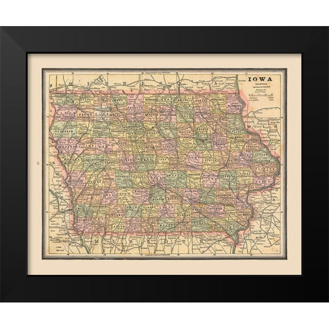 Iowa - Cram 1888 Black Modern Wood Framed Art Print by Cram