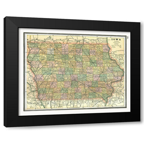 Iowa - Johnson 1888 Black Modern Wood Framed Art Print with Double Matting by Johnson