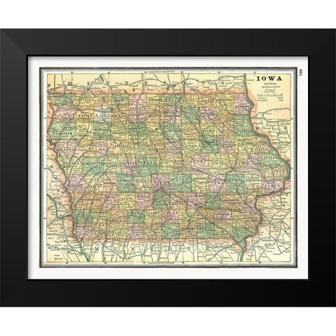 Iowa - Johnson 1888 Black Modern Wood Framed Art Print by Johnson