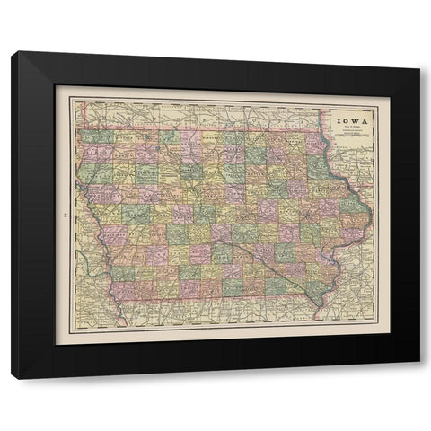 Iowa - Cram 1892 Black Modern Wood Framed Art Print by Cram