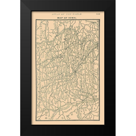 Iowa - Alden 1886 Black Modern Wood Framed Art Print by Alden