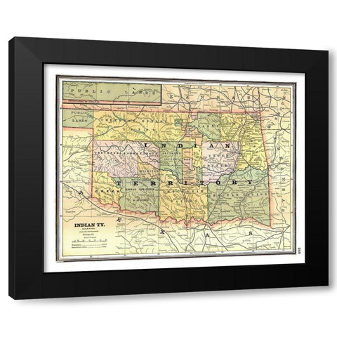 Indian Territory - Johnson 1888 Black Modern Wood Framed Art Print by Johnson