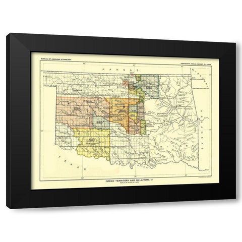 Indian Territory Oklahoma - Guthrie - Hoen 1896 Black Modern Wood Framed Art Print with Double Matting by Hoen