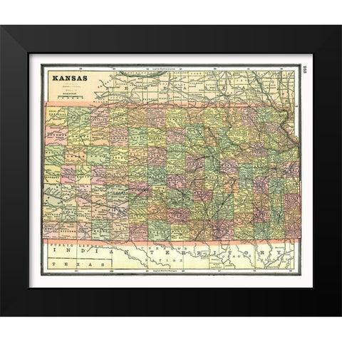 Kansas - Johnson 1888 Black Modern Wood Framed Art Print by Johnson