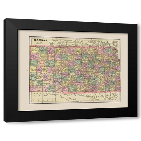 Kansas - Cram 1892 Black Modern Wood Framed Art Print with Double Matting by Cram