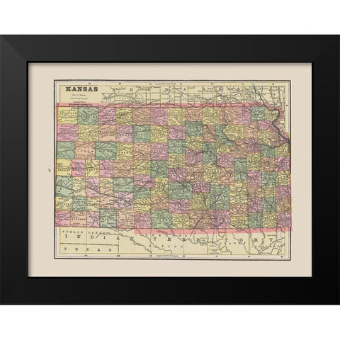 Kansas - Cram 1892 Black Modern Wood Framed Art Print by Cram
