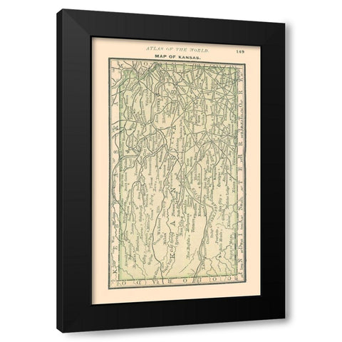 Kansas - Alden 1886 Black Modern Wood Framed Art Print with Double Matting by Alden