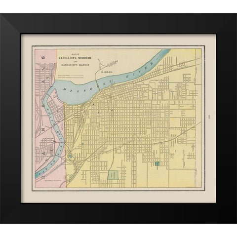 Kansas City  Missouri - Cram 1892 Black Modern Wood Framed Art Print by Cram