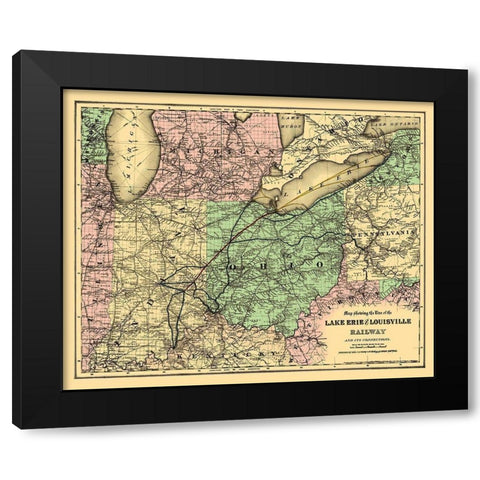 Lake Erie and Louisville Railway - Colton 1872 Black Modern Wood Framed Art Print by Colton