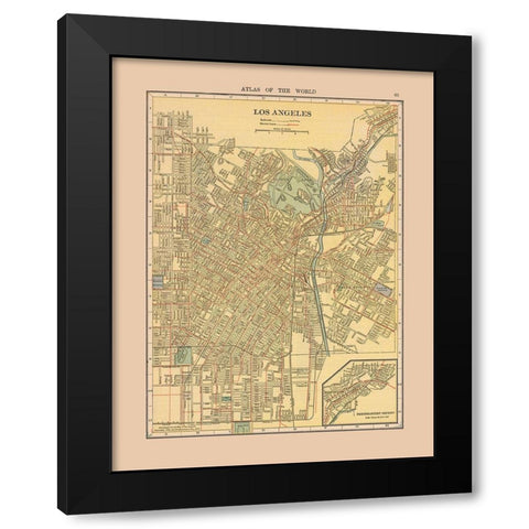 Los Angeles California - Hammond 1910 Black Modern Wood Framed Art Print by Hammond