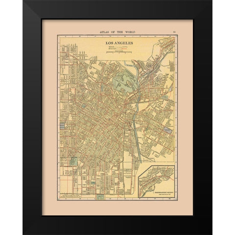 Los Angeles California - Hammond 1910 Black Modern Wood Framed Art Print by Hammond