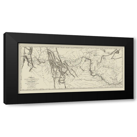Lewis and Clark Track Across North America Black Modern Wood Framed Art Print by Clark