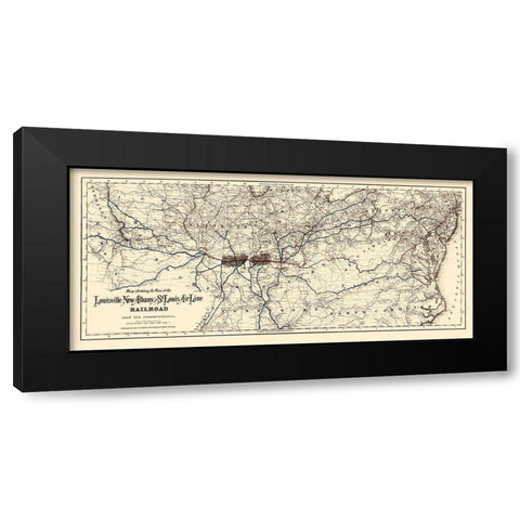 Louisville, New Albany and St Louis Air Line 1872 Black Modern Wood Framed Art Print with Double Matting by Colton