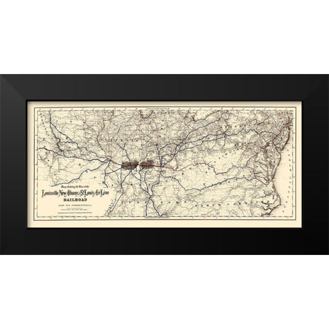 Louisville, New Albany and St Louis Air Line 1872 Black Modern Wood Framed Art Print by Colton