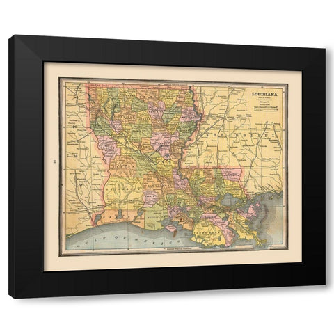 Louisiana, United States - Cram 1888 Black Modern Wood Framed Art Print by Cram