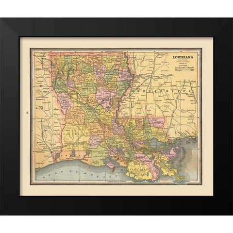 Louisiana, United States - Cram 1888 Black Modern Wood Framed Art Print by Cram