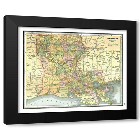 Louisiana - Johnson 1888 Black Modern Wood Framed Art Print with Double Matting by Johnson