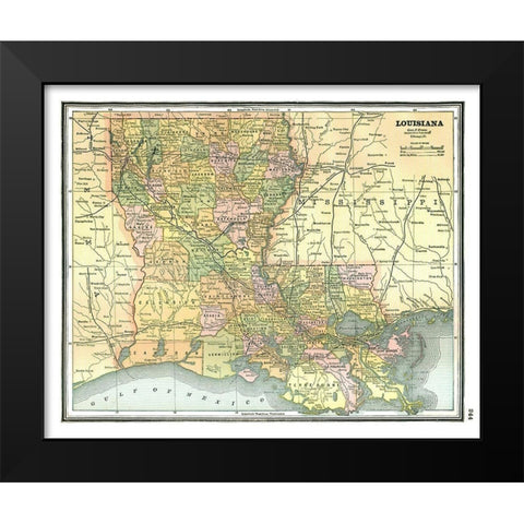 Louisiana - Johnson 1888 Black Modern Wood Framed Art Print by Johnson