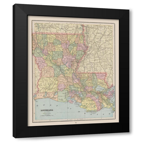 Louisiana - Cram 1892 Black Modern Wood Framed Art Print with Double Matting by Cram