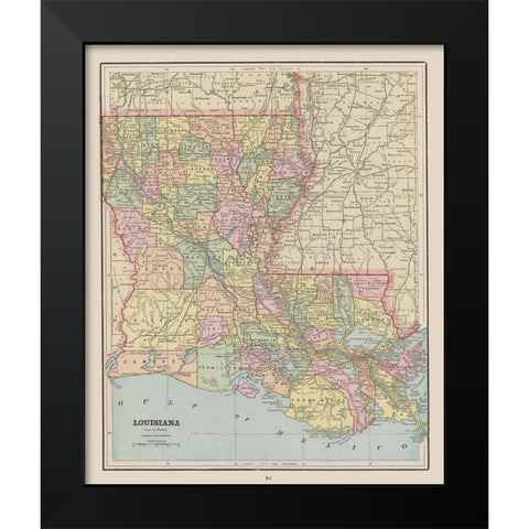 Louisiana - Cram 1892 Black Modern Wood Framed Art Print by Cram