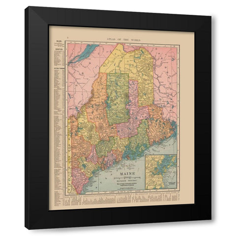 Maine - Hammond 1910 Black Modern Wood Framed Art Print with Double Matting by Hammond