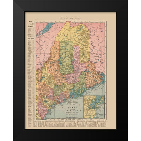 Maine - Hammond 1910 Black Modern Wood Framed Art Print by Hammond