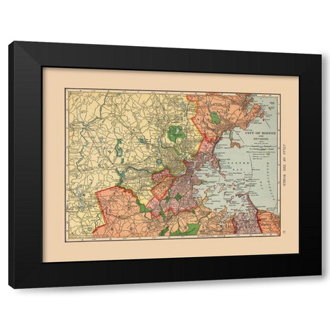 Boston  Massachusetts - Hammond 1910 Black Modern Wood Framed Art Print with Double Matting by Hammond