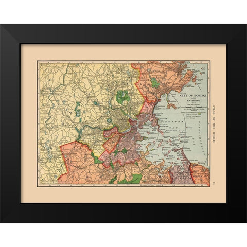 Boston  Massachusetts - Hammond 1910 Black Modern Wood Framed Art Print by Hammond
