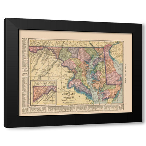 Maryland,  Delaware - Hammond 1910 Black Modern Wood Framed Art Print by Hammond