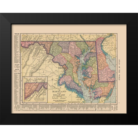 Maryland,  Delaware - Hammond 1910 Black Modern Wood Framed Art Print by Hammond