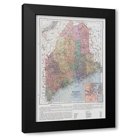 Maine - United States - Monteith 1882 Black Modern Wood Framed Art Print with Double Matting by Monteith