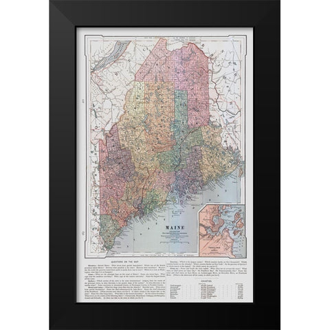 Maine - United States - Monteith 1882 Black Modern Wood Framed Art Print by Monteith