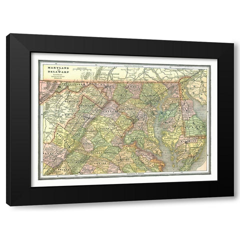 Maryland, Delaware - Johnson 1888 Black Modern Wood Framed Art Print with Double Matting by Johnson