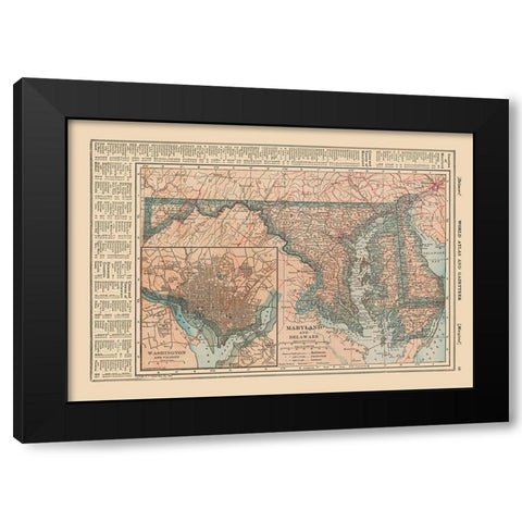 Maryland - Delaware - Reynold 1921 Black Modern Wood Framed Art Print with Double Matting by Reynold