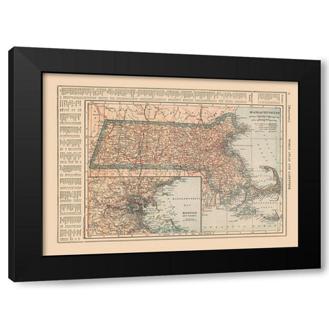 Massachusetts - Reynold 1921 Black Modern Wood Framed Art Print with Double Matting by Reynold