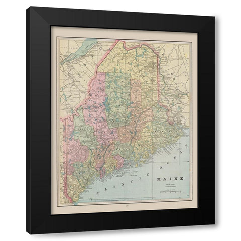 Maine - Cram 1892 Black Modern Wood Framed Art Print by Cram