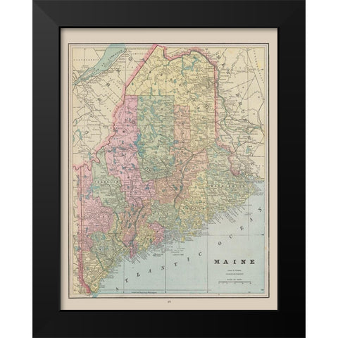 Maine - Cram 1892 Black Modern Wood Framed Art Print by Cram