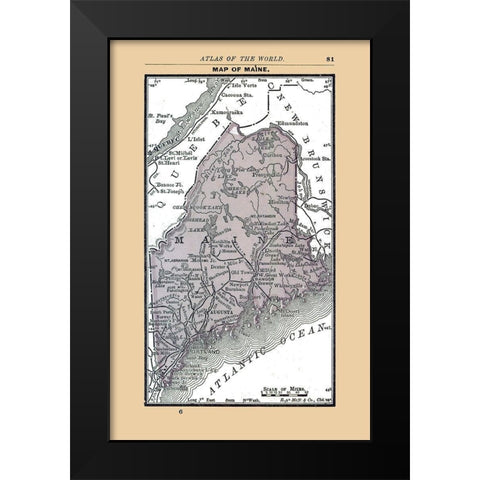 Maine - Alden 1886 Black Modern Wood Framed Art Print by Alden
