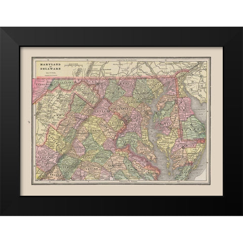 Maryland - Delaware - Cram 1892 Black Modern Wood Framed Art Print by Cram