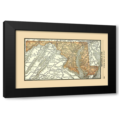 Maryland - Alden 1886 Black Modern Wood Framed Art Print by Alden