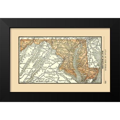 Maryland - Alden 1886 Black Modern Wood Framed Art Print by Alden