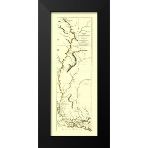 Mississippi River from Fort Chartres to the Mouth Black Modern Wood Framed Art Print by Sayer