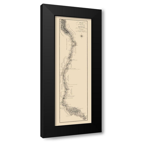 Mississippi River, Missouri River to Mouth 1796 Black Modern Wood Framed Art Print by Collot