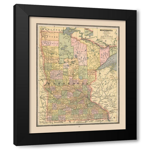 Minnesota, United States - Cram 1888 Black Modern Wood Framed Art Print with Double Matting by Cram