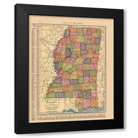 Mississippi - Hammond 1910 Black Modern Wood Framed Art Print with Double Matting by Hammond