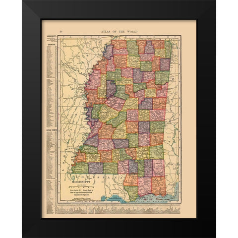 Mississippi - Hammond 1910 Black Modern Wood Framed Art Print by Hammond