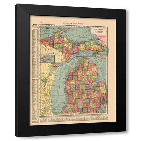 Michigan - Hammond 1910 Black Modern Wood Framed Art Print with Double Matting by Hammond