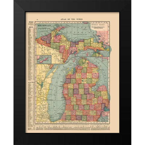 Michigan - Hammond 1910 Black Modern Wood Framed Art Print by Hammond