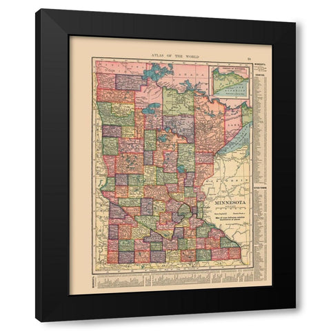 Minnesota - Hammond 1910 Black Modern Wood Framed Art Print with Double Matting by Hammond