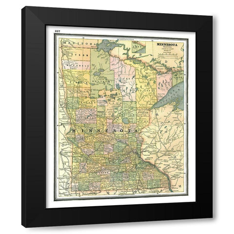 Minnesota - Johnson 1888 Black Modern Wood Framed Art Print with Double Matting by Johnson